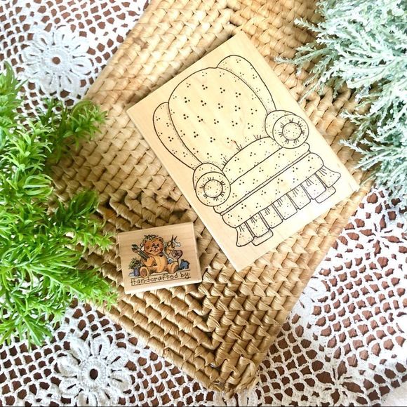 Set of 2 Vintage 1990s Wood Rubber Scrapbook Stamp Handcrafted Teddy Bear - Picture 5 of 16